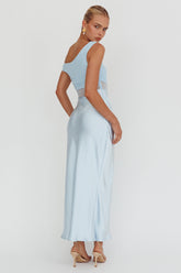 In Blooms Mesh Bodice Maxi Dress Blue